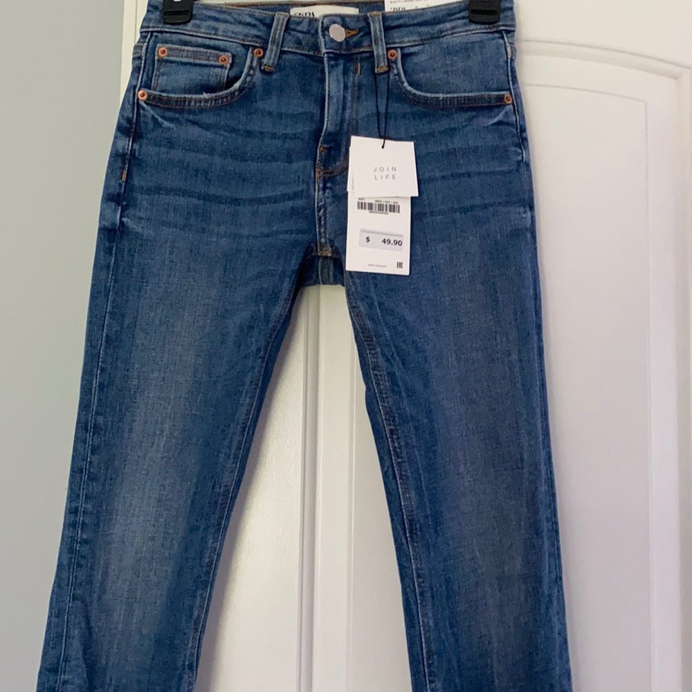 Zara slim fit skinny leg mid rise jeans